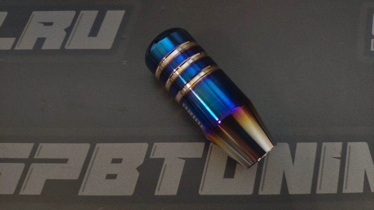 Ручка КПП, L=90мм, алюминий синий/серебро с надписью Bride