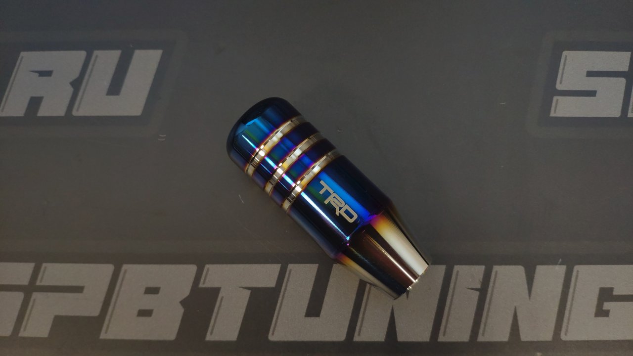 Ручка КПП, L=90мм, алюминий синий/серебро с надписью TRD