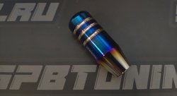 Ручка КПП, L=90мм, алюминий синий/серебро с надписью Bride