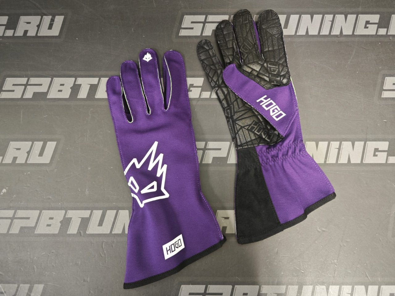 HOGO N2 перчатки для картинга, фиолетовый/зеленый неоновый, р-р L