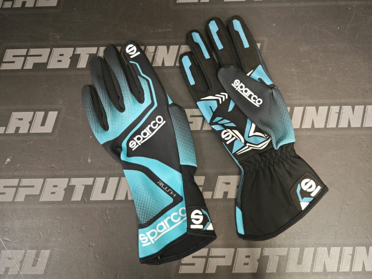 Sparco RUSH перчатки для картинга, голубой/черный, р-р 12