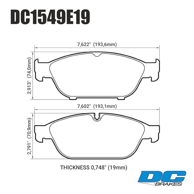 Колодки тормозные DC1549E19 DC Brakes RT.2 перед AUDI A6 4G2, C7, 4GC; A7 4GA, 4GF; ALLROAD 4GH;