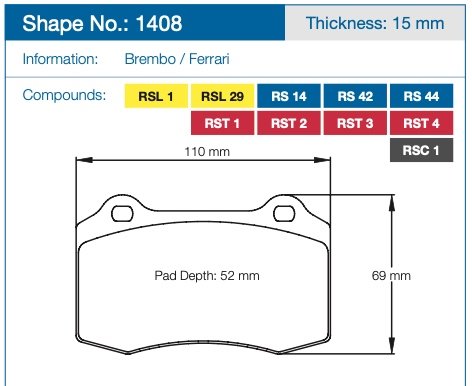 Колодки тормозные 1408-RSL29 PAGID RSL29