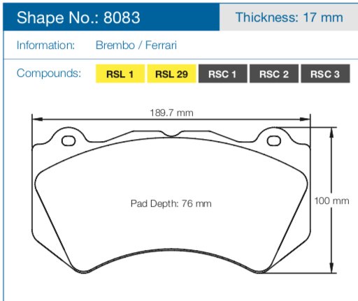 Колодки тормозные 8083-RSC1 PAGID RSC1