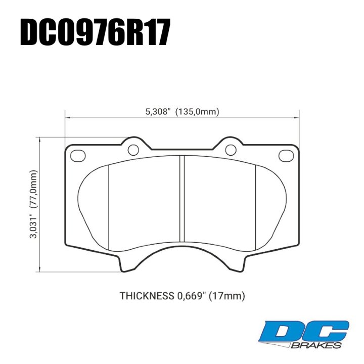 Колодки тормозные DC0976R17 DC Brakes Street HD+, перед LEXUS GX460 / GX470; Prado 150/120; PAJERO
