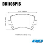 Колодки тормозные DC1108P16 DC Brakes Street STR.S+, задн. AUDI TT, A6, A4, A3; Octavia; GOLF 5,6