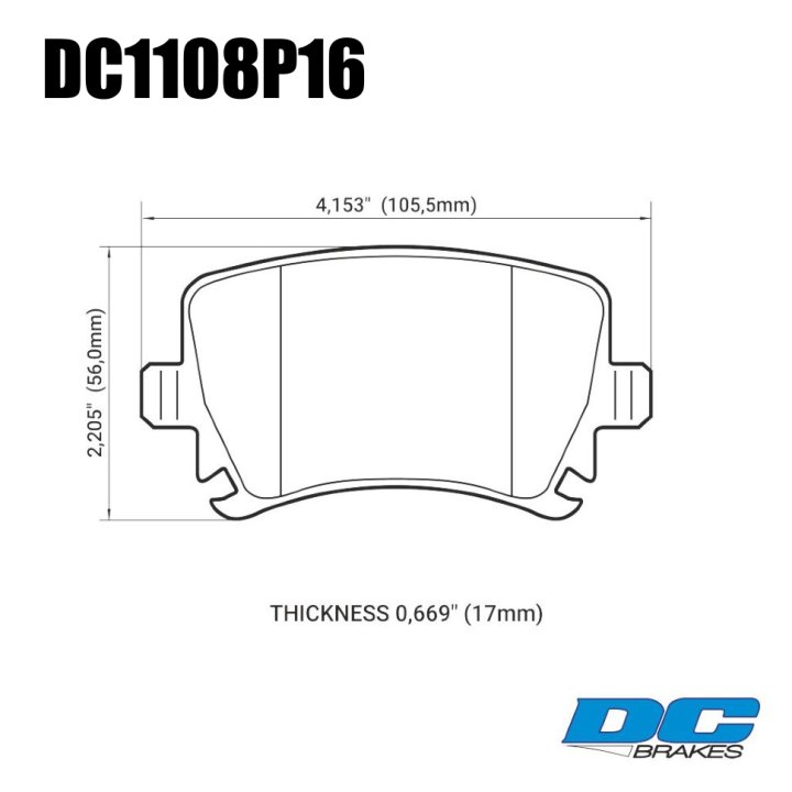 Колодки тормозные DC1108P16 DC Brakes Street STR.S+, задн. AUDI TT, A6, A4, A3; Octavia; GOLF 5,6