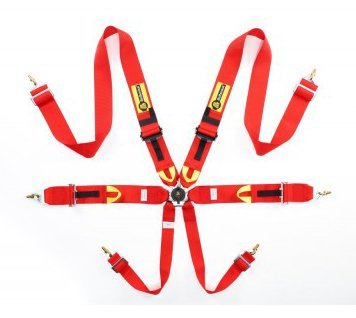Ремни безопасности Beltenick, 6-ти точечные с омологацией до 2030г. красные