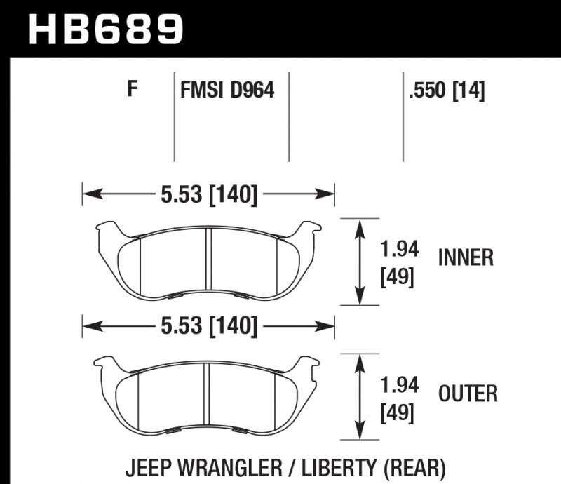Колодки тормозные HB689F.550 HAWK HPS
