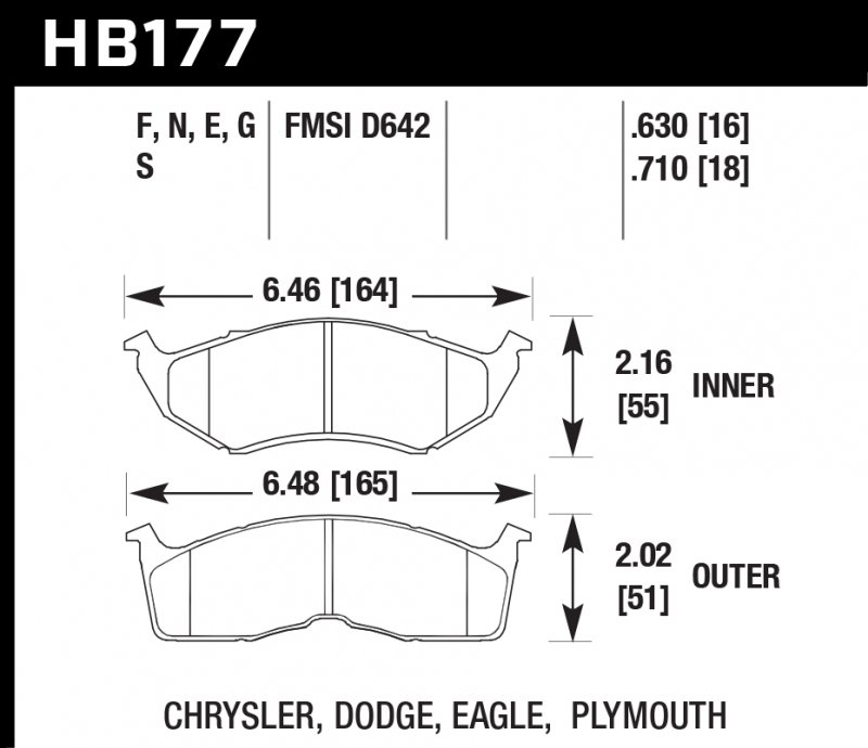Колодки тормозные HB177G.630 HAWK DTC-60 Dodge 16 mm
