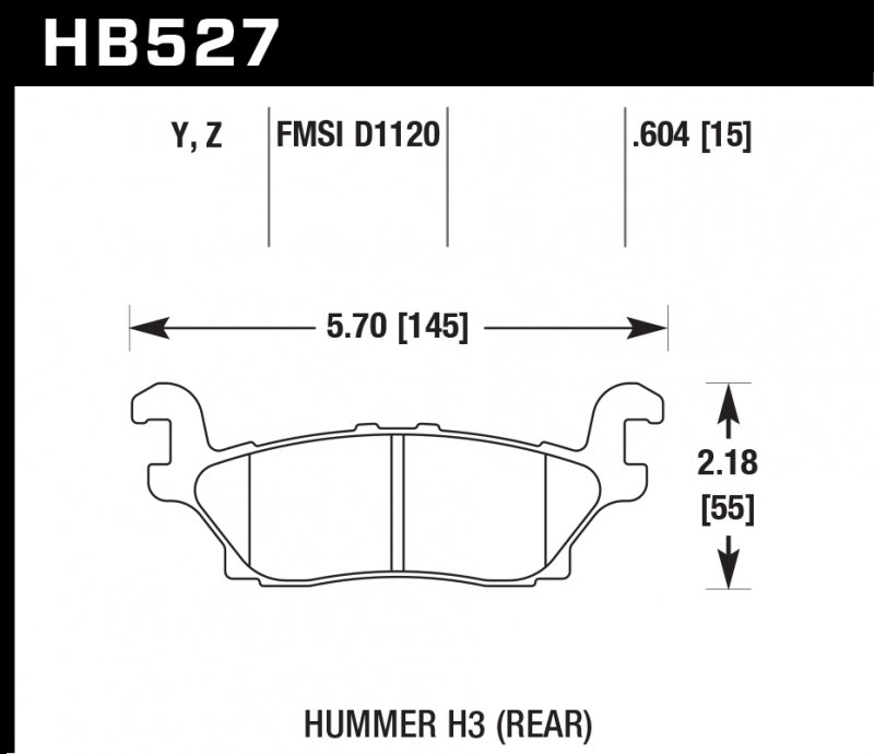 Колодки тормозные HB527Y.604 HAWK LTS задние  Hummer H3