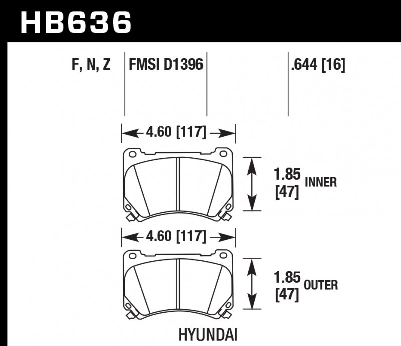 Колодки тормозные HB636N.644 HAWK HP Plus