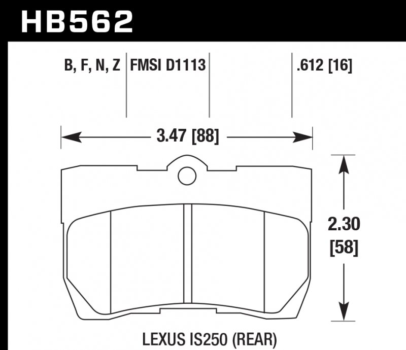 Колодки тормозные HB562F.612 HAWK HPS Lexus