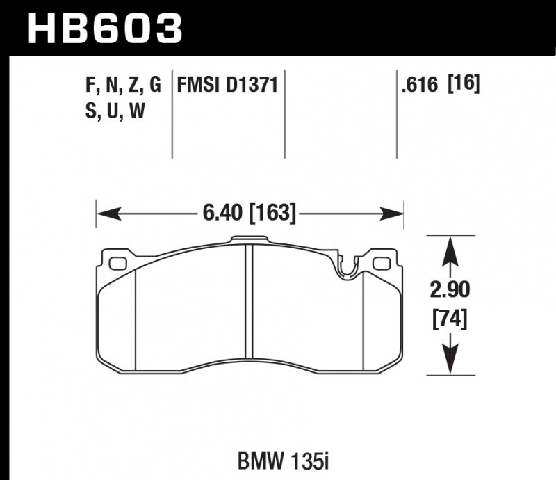 Колодки тормозные HB603S.616 HAWK HT-10 BMW 16 mm, BMW Performance