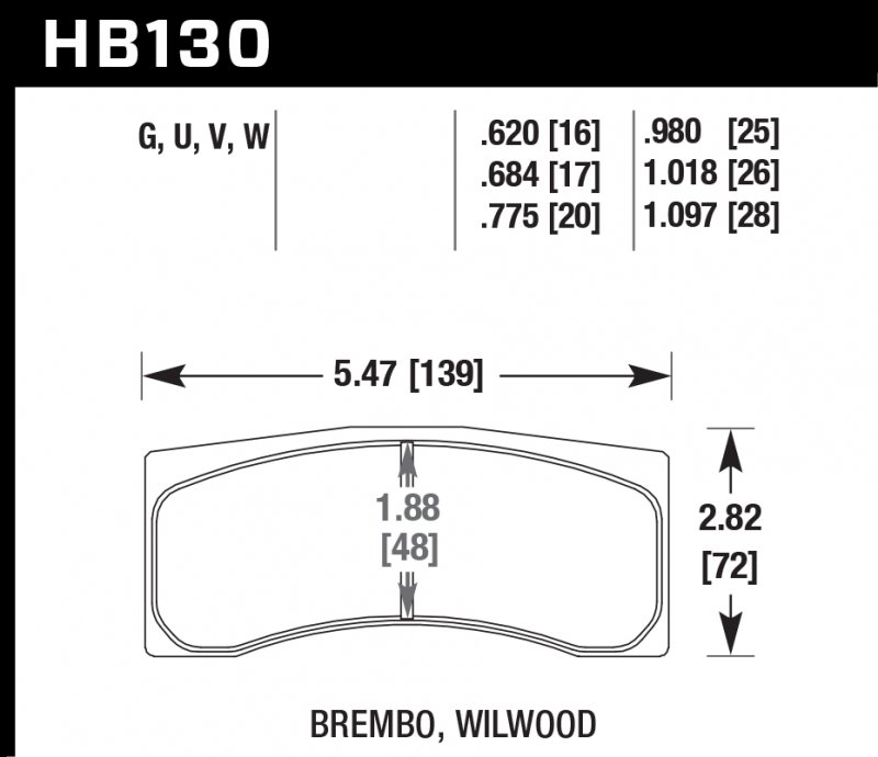 Колодки тормозные HB130V.775 HAWK DTC-50; Brembo 20mm