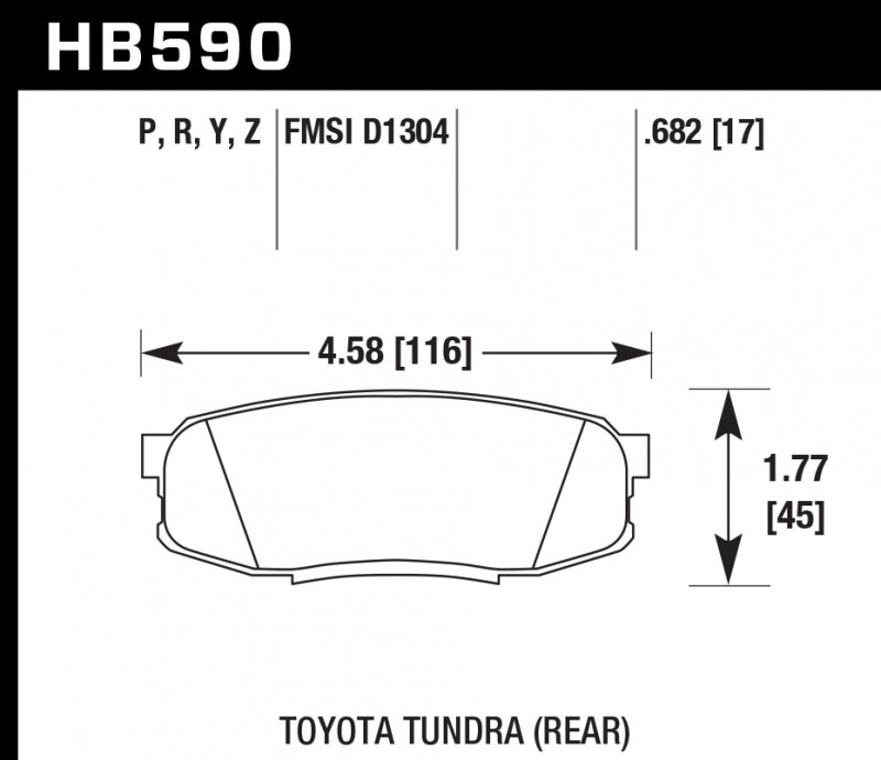 Колодки тормозные HB590P.682 HAWK SD задн. Pajero 4 / Lexus LX570, LX450D / Toyota LC200 Tundra