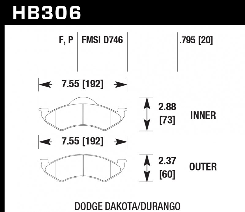 Колодки тормозные HB306F.795 HAWK HPS
