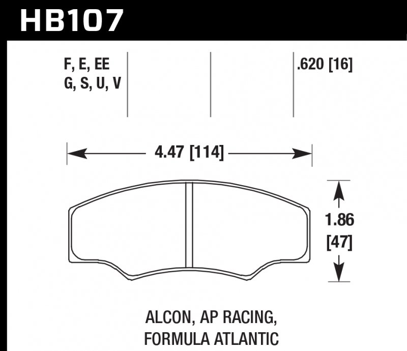 Колодки тормозные HB107E.620 HAWK Blue 9012 ALCON H type; AP RACING; HPB тип 5; PROMA 4 порш