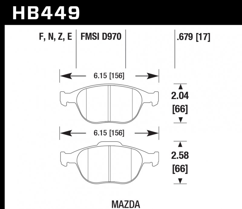 Колодки тормозные HB449F.679 HAWK HPS передние FORD Focus 2.0 ST170