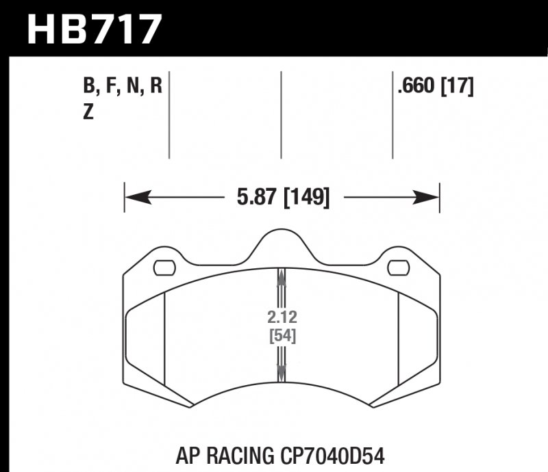 Колодки тормозные HB717N.660 HAWK HP Plus; 17mm