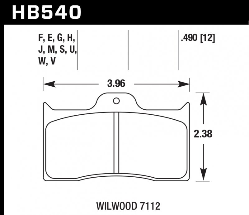 Колодки тормозные HB540V.490 HAWK DTC-50; Wilwood 7112 13mm