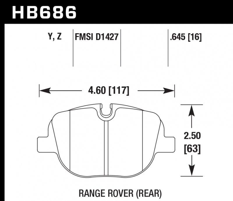 Колодки тормозные HB686Y.645 HAWK LTS задние Range Rover V8 Supercharged/Sport 2010-2013