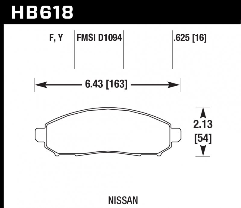 Колодки тормозные HB618Y.625 HAWK LTS передние NISSAN Pathfinder 2005->