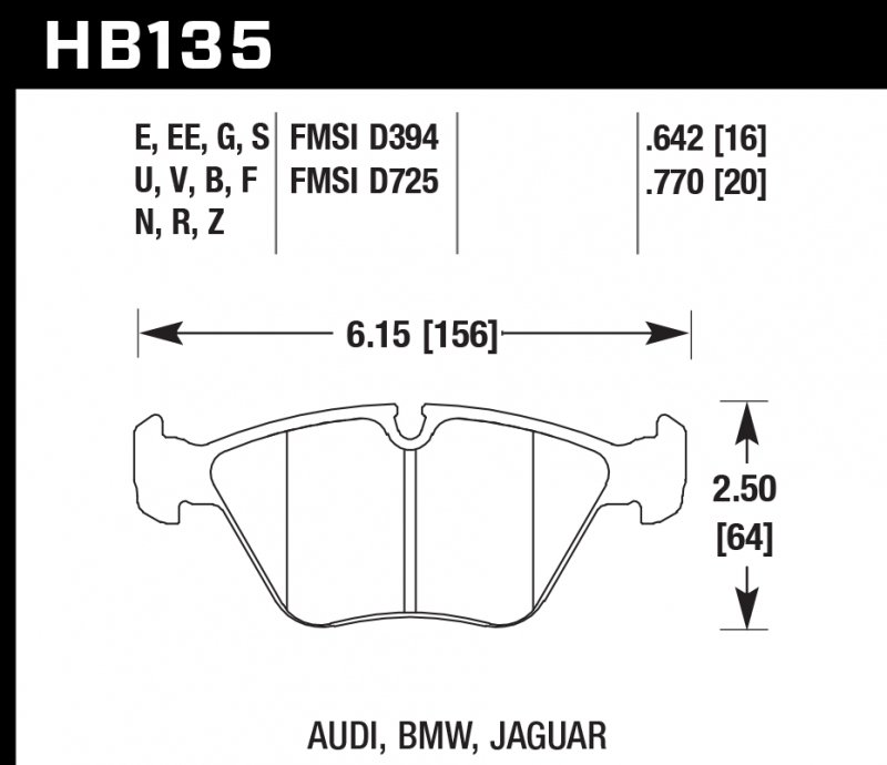 Колодки тормозные HB135U.770 HAWK DTC-70 передние BMW 5 (E34) / 7 (E32) / M3 3.0 E36