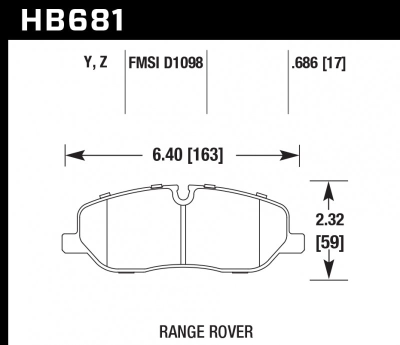 Колодки тормозные HB681Y.686 HAWK LTS  Land Rover Discovery 3, 4; Range Rover 3