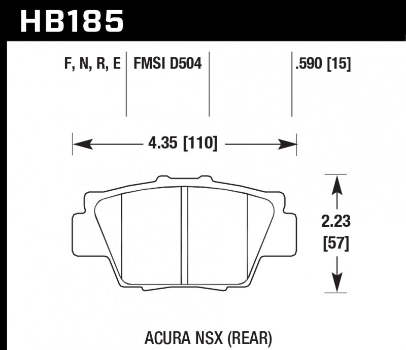 Колодки тормозные HB185E.590 HAWK Blue 9012 Acura NSX 15 mm