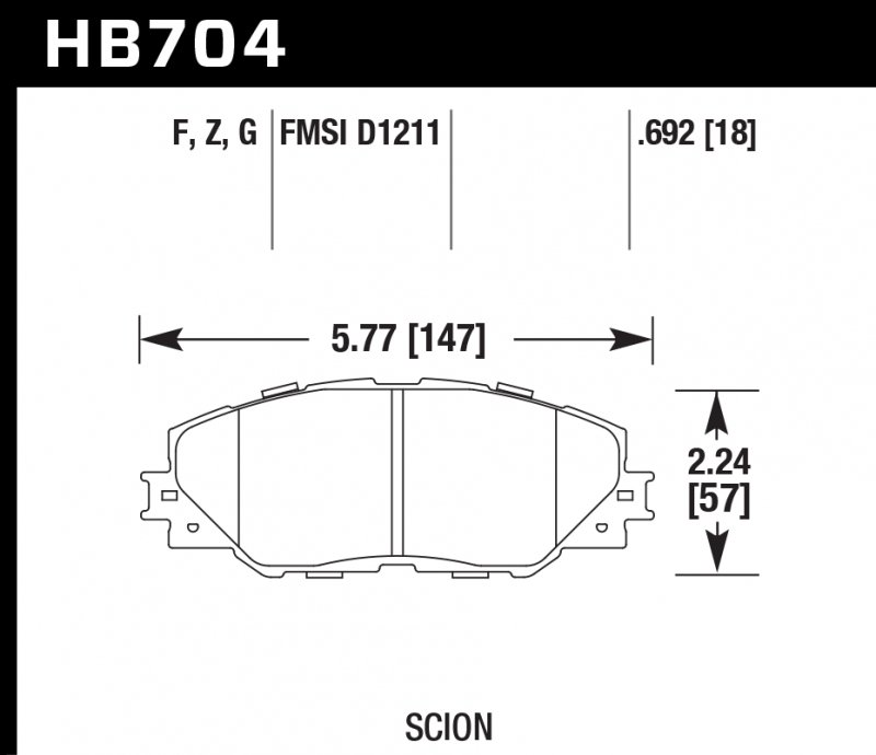 Колодки тормозные HB704F.692 HAWK HPS перед RAV4 2006-2013