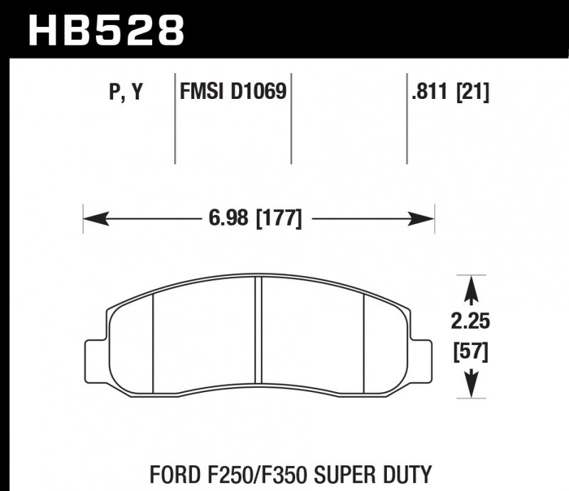 Колодки тормозные HB528P.811 HAWK SuperDuty перед Ford F250, F350