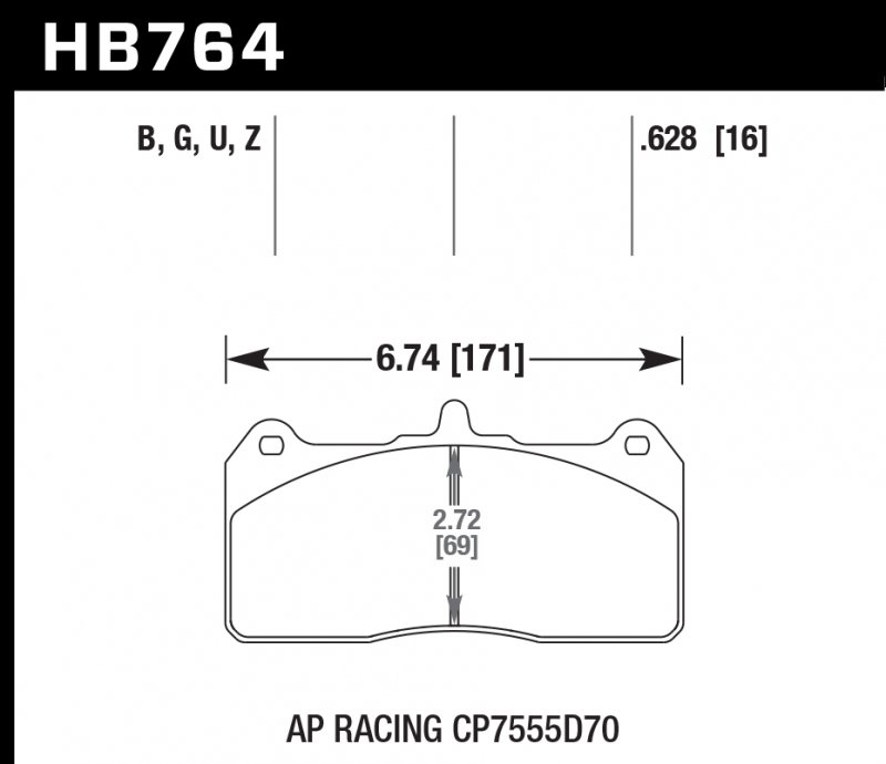 Колодки тормозные HB764Q.658 HAWK DTC-80; AP Racing CP7555D70 17mm