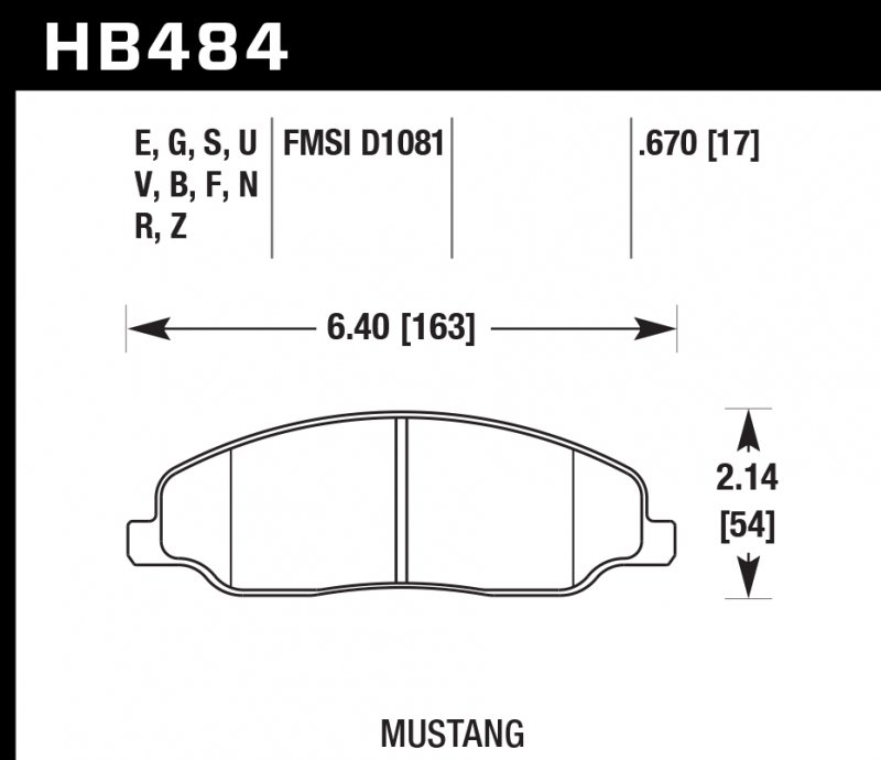Колодки тормозные HB484V.670 HAWK HT-14 Mustang 17 mm