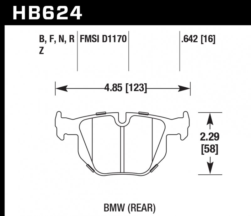 Колодки тормозные HB624F.642 HAWK HPS задние  BMW E90 / E92 335i
