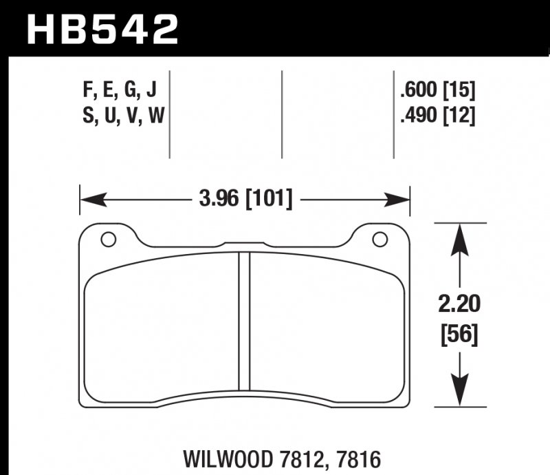Колодки тормозные HB542F.600 HAWK HPS Wilwood DynaPro; Stoptech ST-42; 15 mm