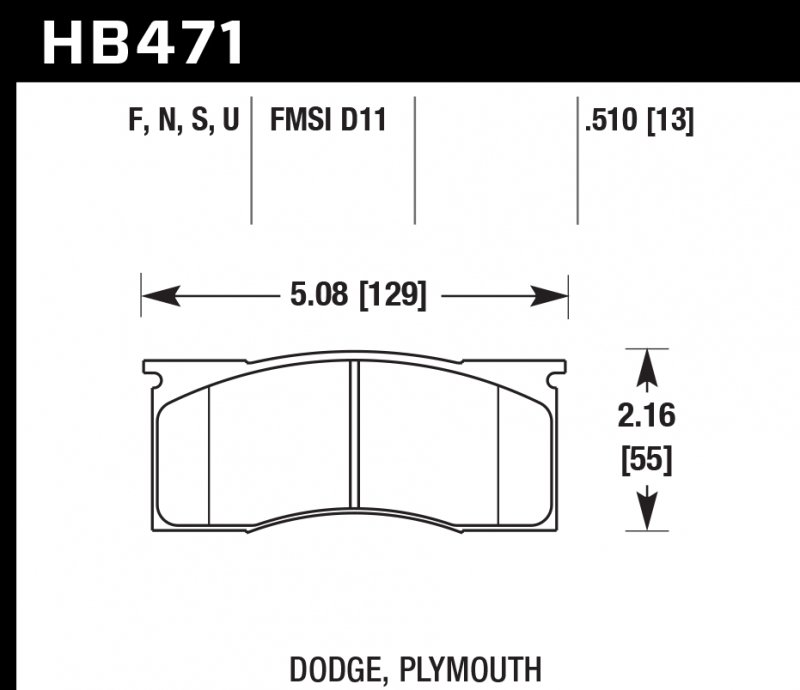 Колодки тормозные HB471U.510 HAWK DTC-70 D11 13 mm