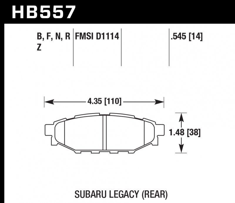 Колодки тормозные HB557N.545 HAWK HP Plus задние Subaru BR-Z, Forester SG, SH, Impreza GH, Legacy