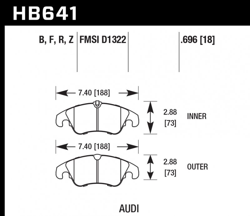 Колодки тормозные HB641Z.696 HAWK Perf. Ceramic Audi A5, A4 (1LA), Q5