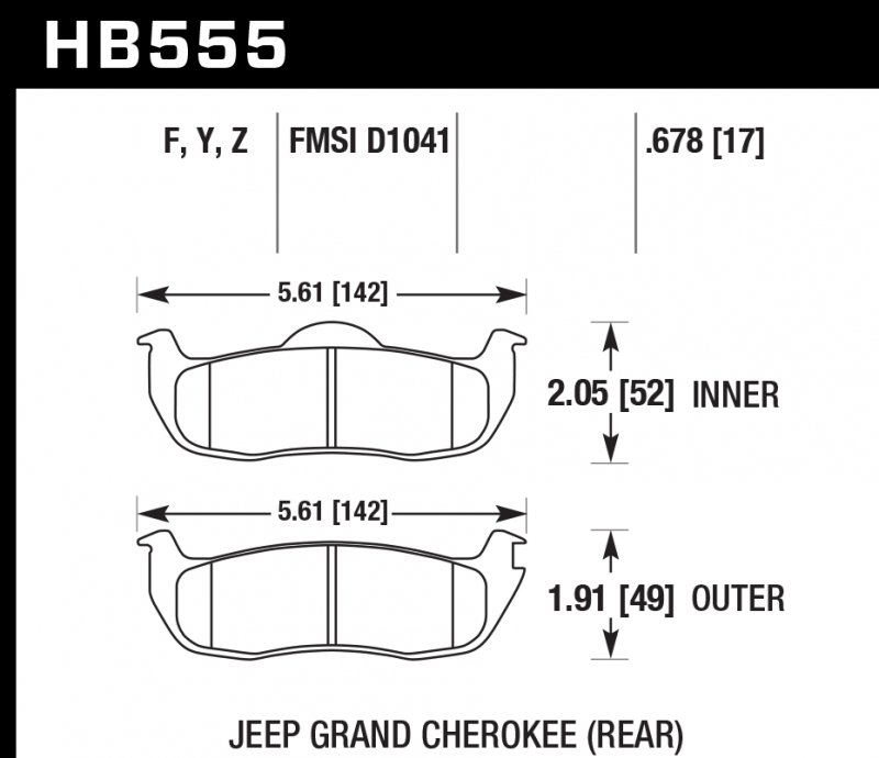 Колодки тормозные HB555Y.678 HAWK LTS задние INFINITI QX56 / JEEP