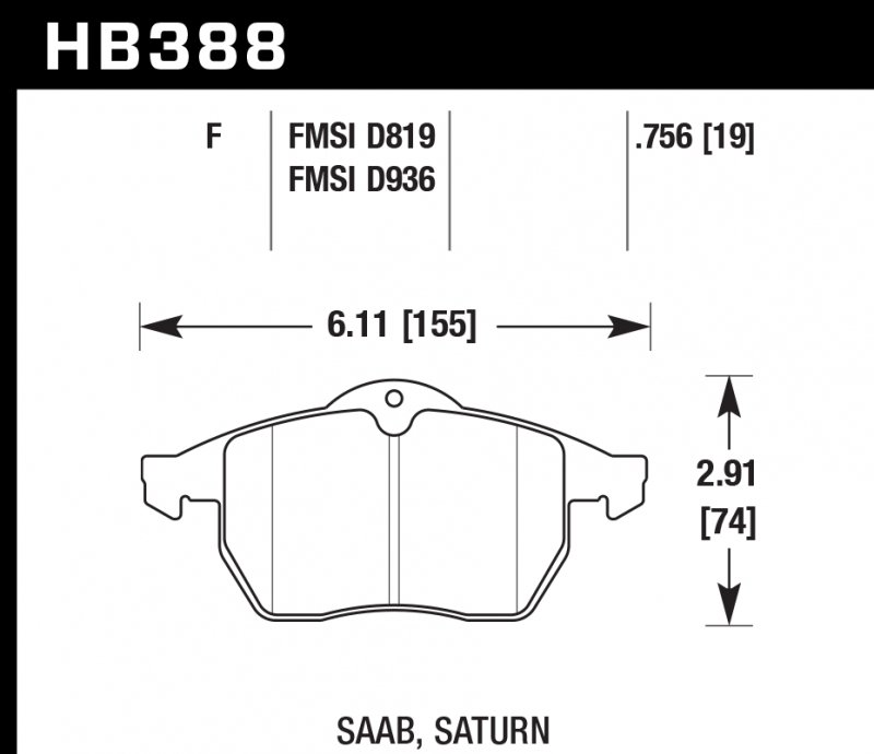 Колодки тормозные HB388F.756 HAWK HPS передние OPEL Vectra (B) / SAAB 9-3, 9-5