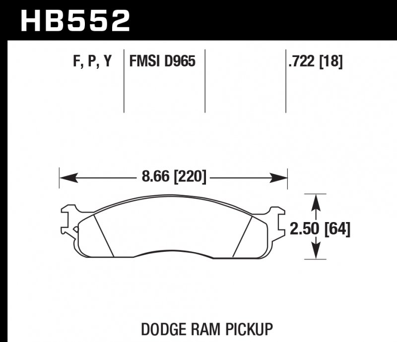 Колодки тормозные HB552F.722 HAWK HPS DODGE RAM