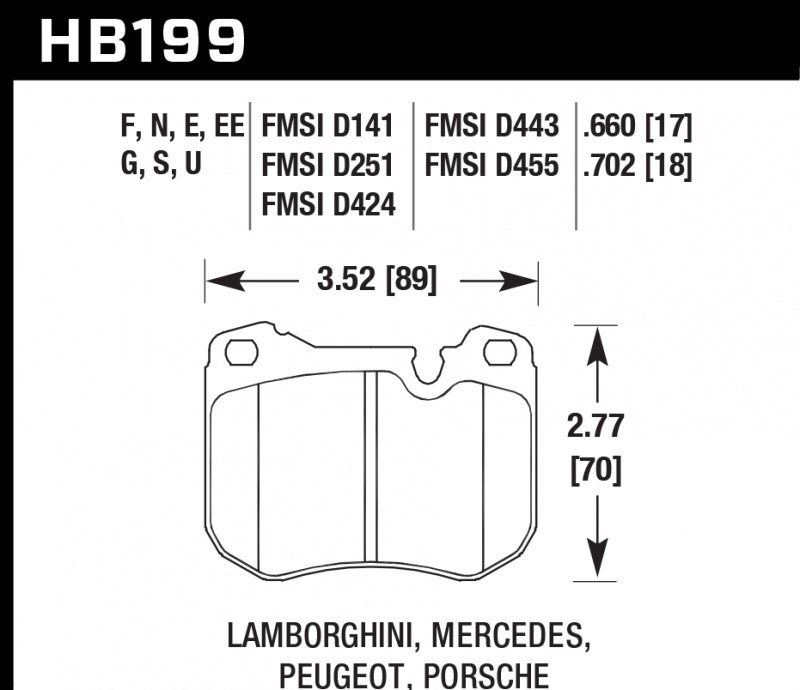 Колодки тормозные HB199Q.702 HAWK DTC-80; Porsche 18mm