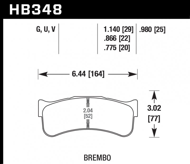 Колодки тормозные HB348V1.14 HAWK HT-14 Brembo 29 mm