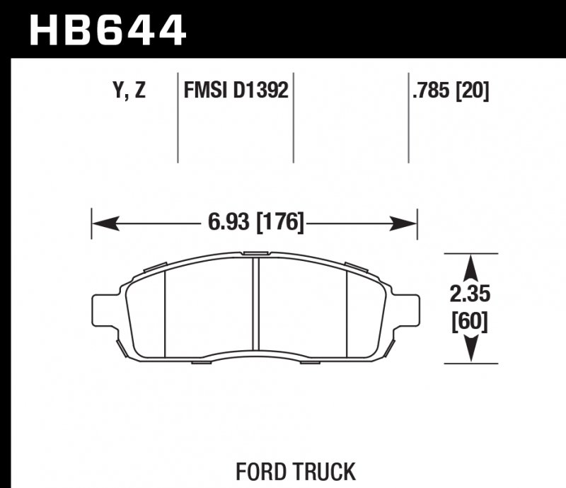 Колодки тормозные HB644Z.785 HAWK Perf. Ceramic Ford, F-150, 2008-2009