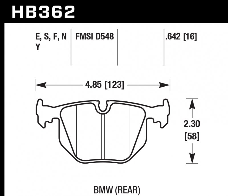 Колодки тормозные HB362Y.642 HAWK LTS задние BMW  (E31) / M3 3.2 i E40