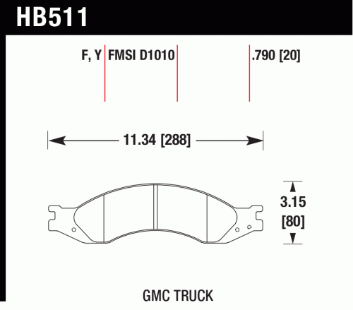 Колодки тормозные HB511F.790 HAWK HPS; 20mm