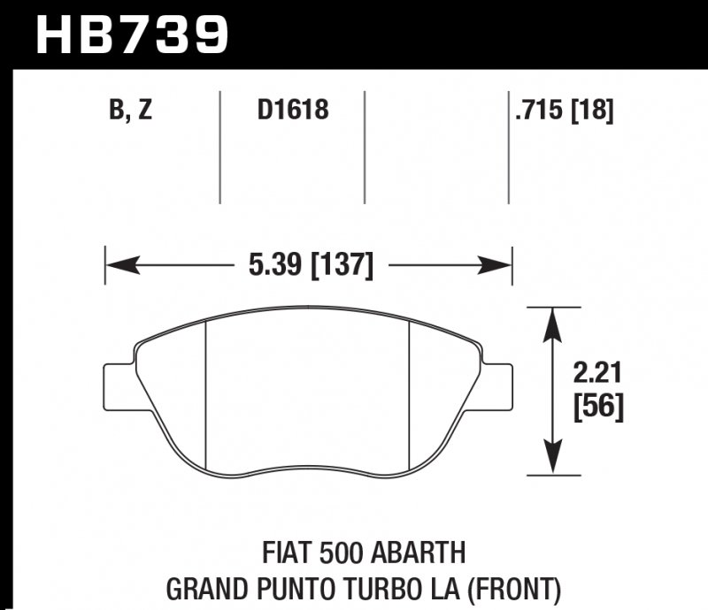 Колодки тормозные HB739B.715 HAWK HPS 5.0; 18mm