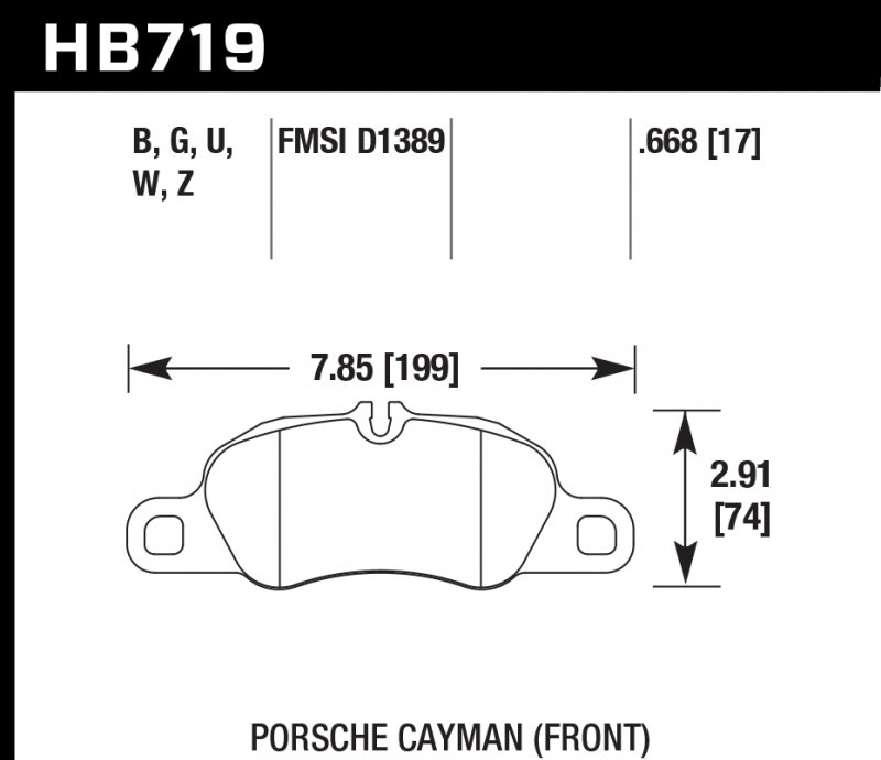 Колодки тормозные HB719W.668 HAWK DTC-30; 2014 Porsche Cayman (FR) 17mm