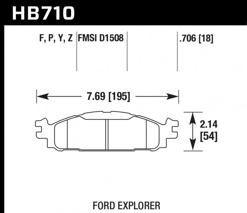Колодки тормозные HB710F.706 HAWK HPS перед Ford Explorer 2011-2013